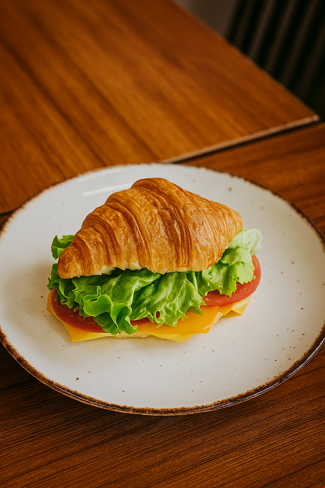 Kaşar & Cheddar Kruvasan Sandviç + Çay